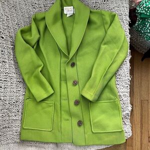 lime green vintage cardigan size xs